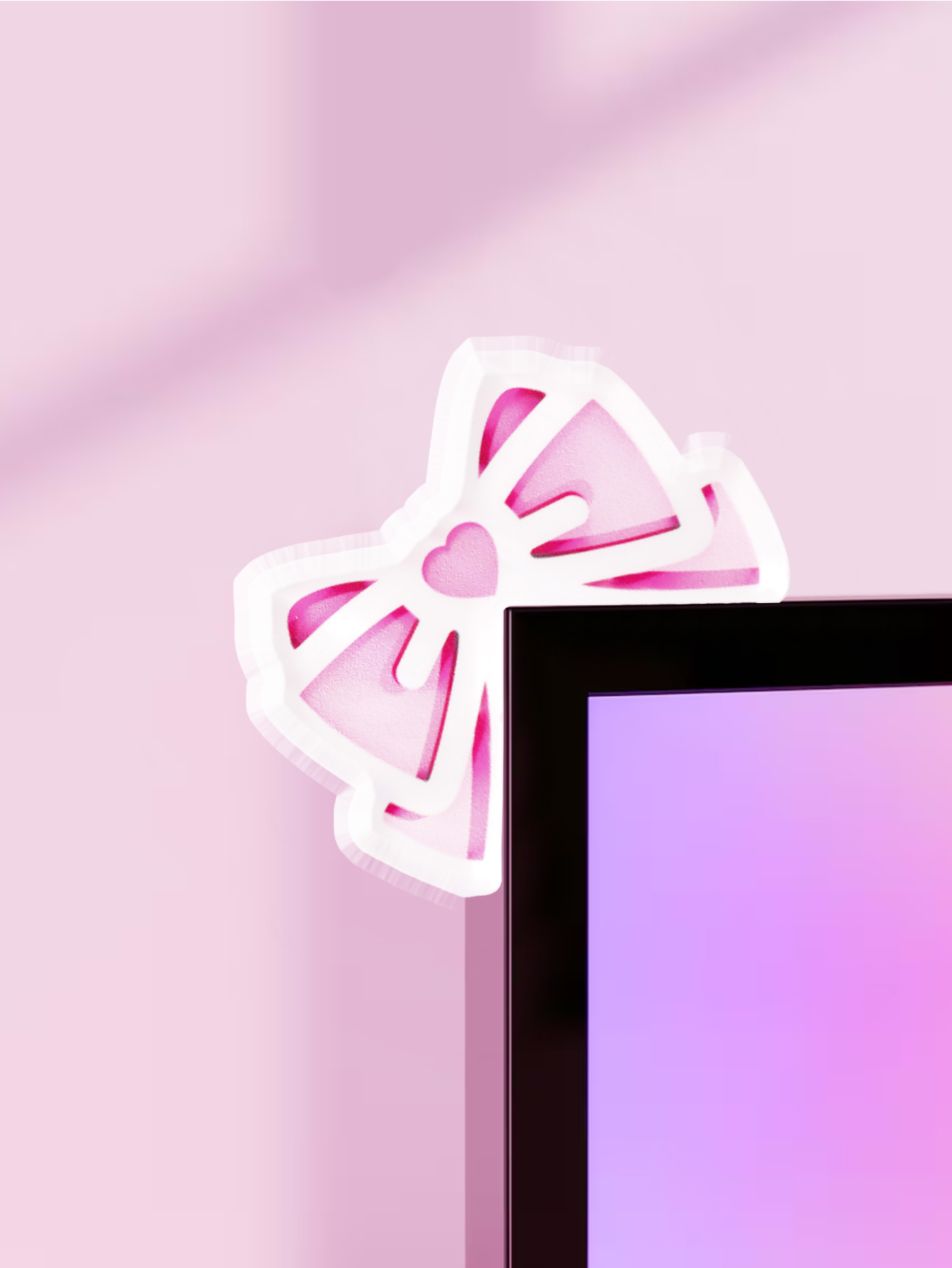 Kawaii Bow Monitor Decor Розов – обзор и цена Gaming Accessories Pink